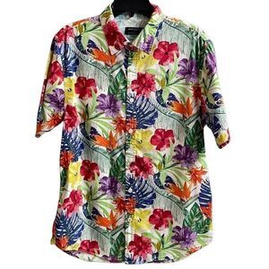 OCEAN CURRENT Men’s Tropical Hawaiian Short Sleeve Button Down Shirt Size Large
